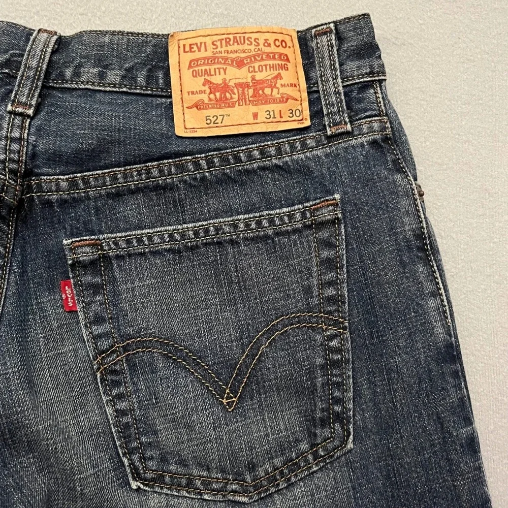 VTG Levi's 527 Low Boot Cut Jeans Mens 31x30 Y2K Dark Wash Mint 30x29